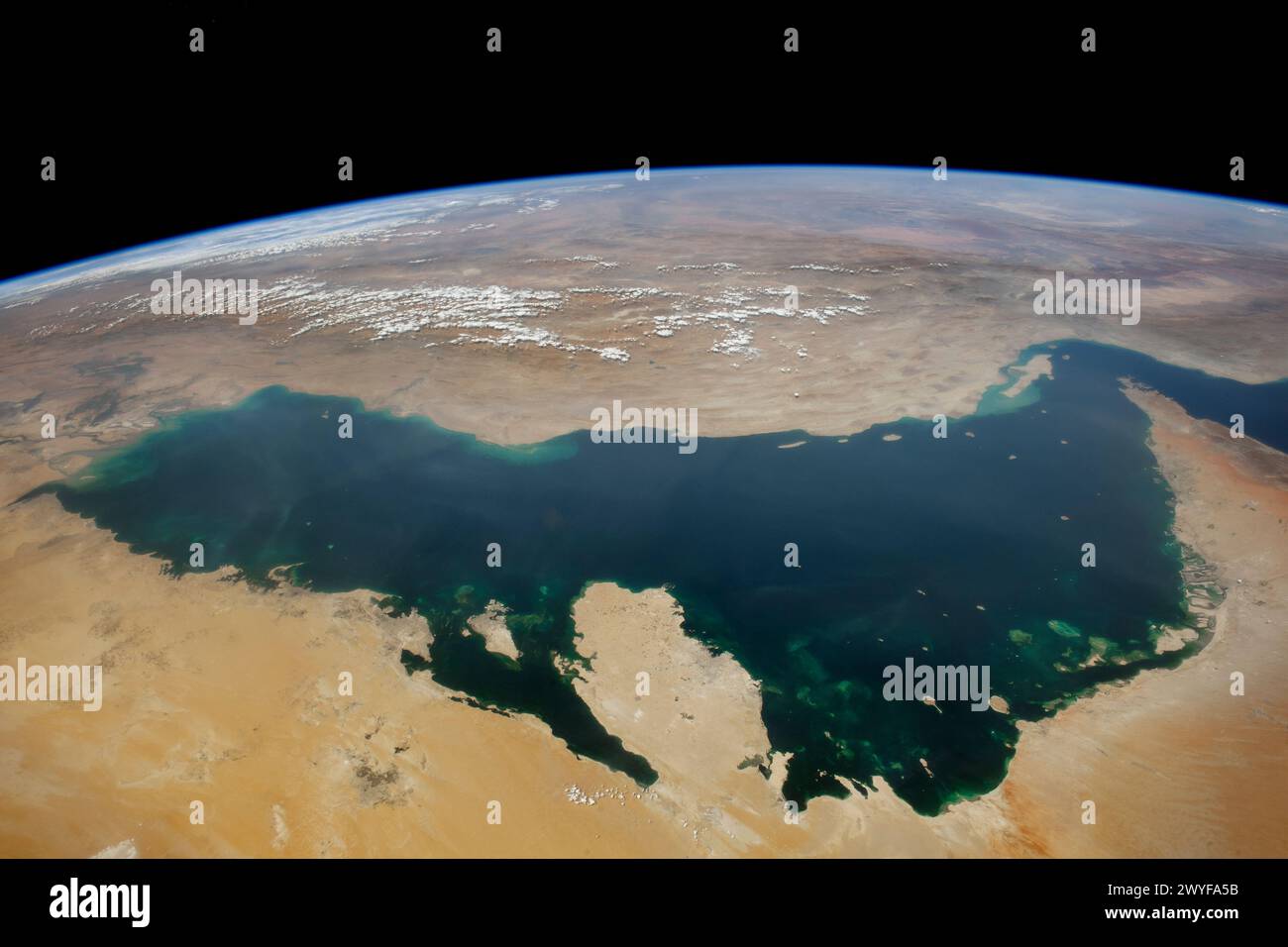 Der Persische Golf vom Weltall aus gesehen. Elemente dieses Bildes stammen von der NASA. Stockfoto