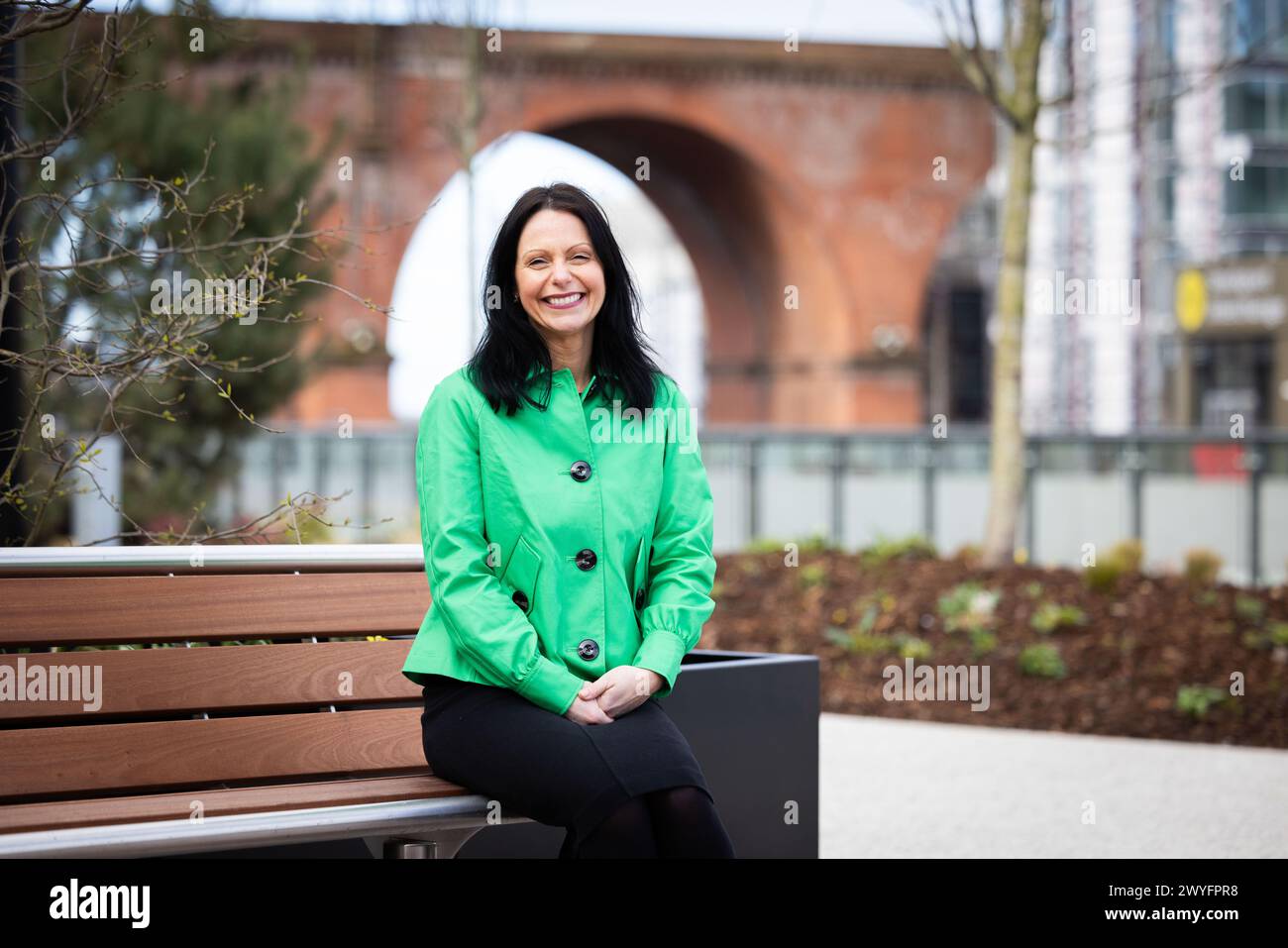 Stockport Transport Interchange und Viaduct Park offizielle Eröffnung - 18. März 2024. Caroline Simpson (Chief Executive Des Stockport Council) Stockfoto