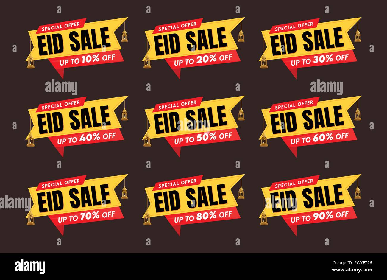EID Sale Tags setzen Vektorabzeichen. Preisschild für EID-Angebot. Symbol für Eid-Sonderangebot. EID-Rabattaktion. EID-Rabattabzeichen Stock Vektor