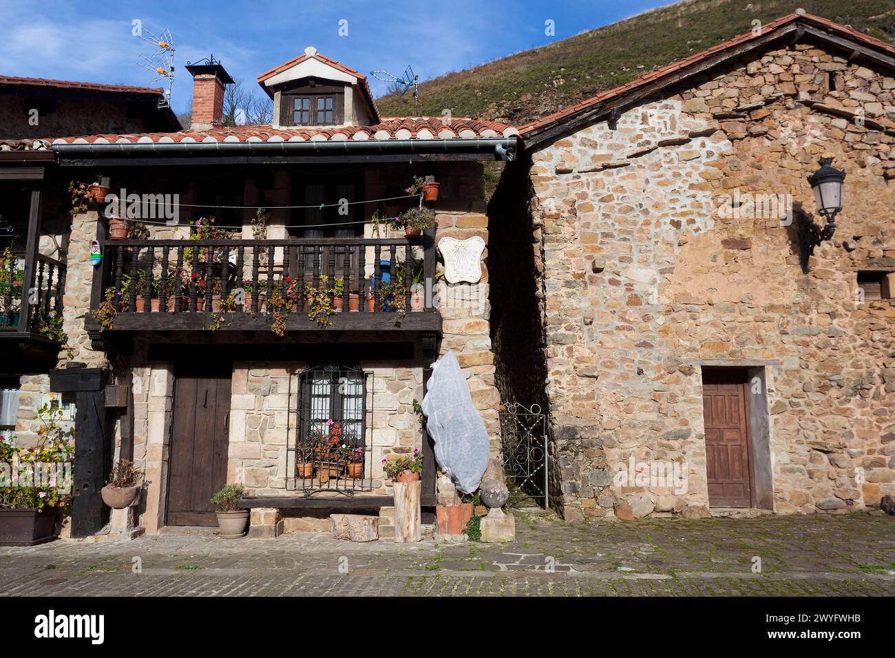 Architektur von Barcena Mayor, Kantabrien, Spanien Stockfoto