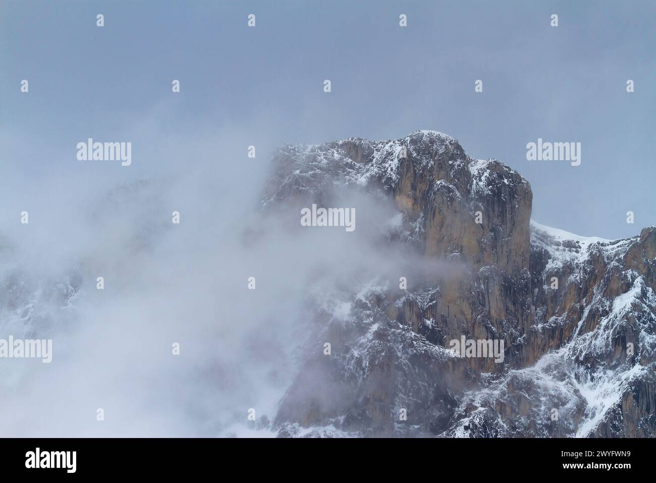 Nebel im Portalet, Sallent de Gallego, Aragon, Spanien Stockfoto
