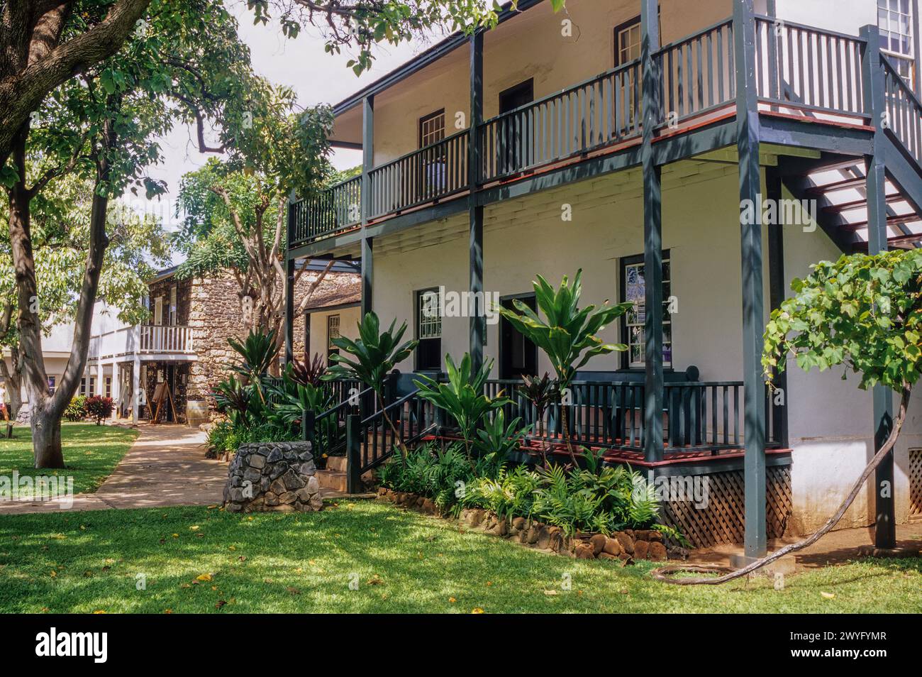 Maui, Hawaii, USA - Lahaina, Rev. Dwight Baldwin House, ältestes Haus auf Maui. Entkernt durch Feuer im August 2023. Stockfoto