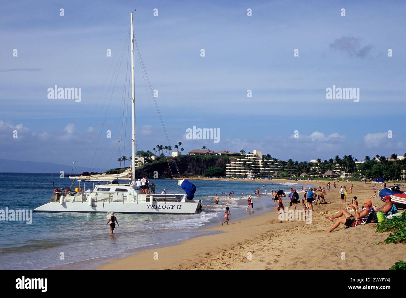 Maui, Hawaii, USA - Wailea Beach, Segelboot Stockfoto