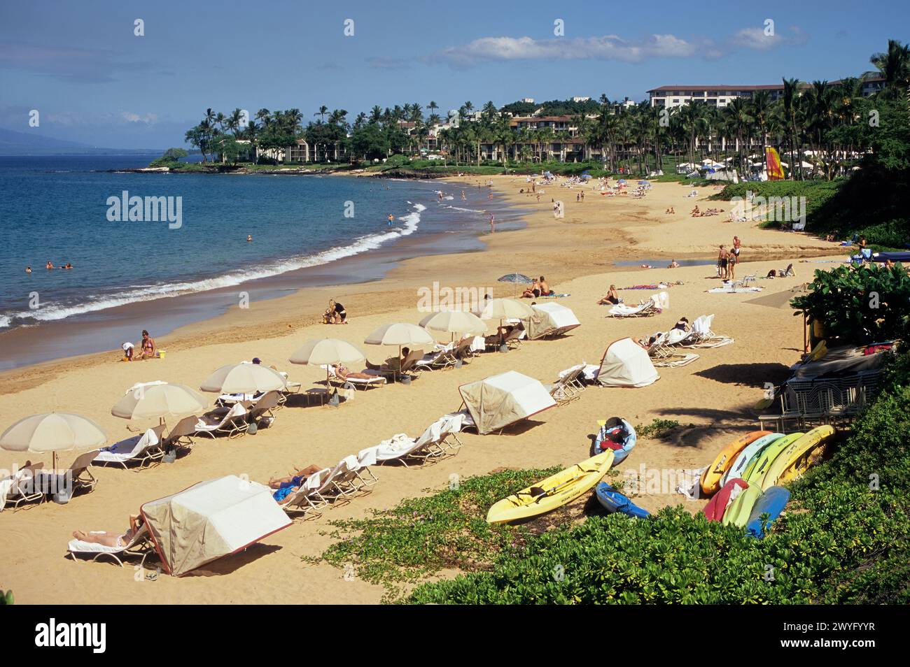 Maui, Hawaii, USA - Wailea Beach. Schwimmen, Sonnenbaden. Stockfoto