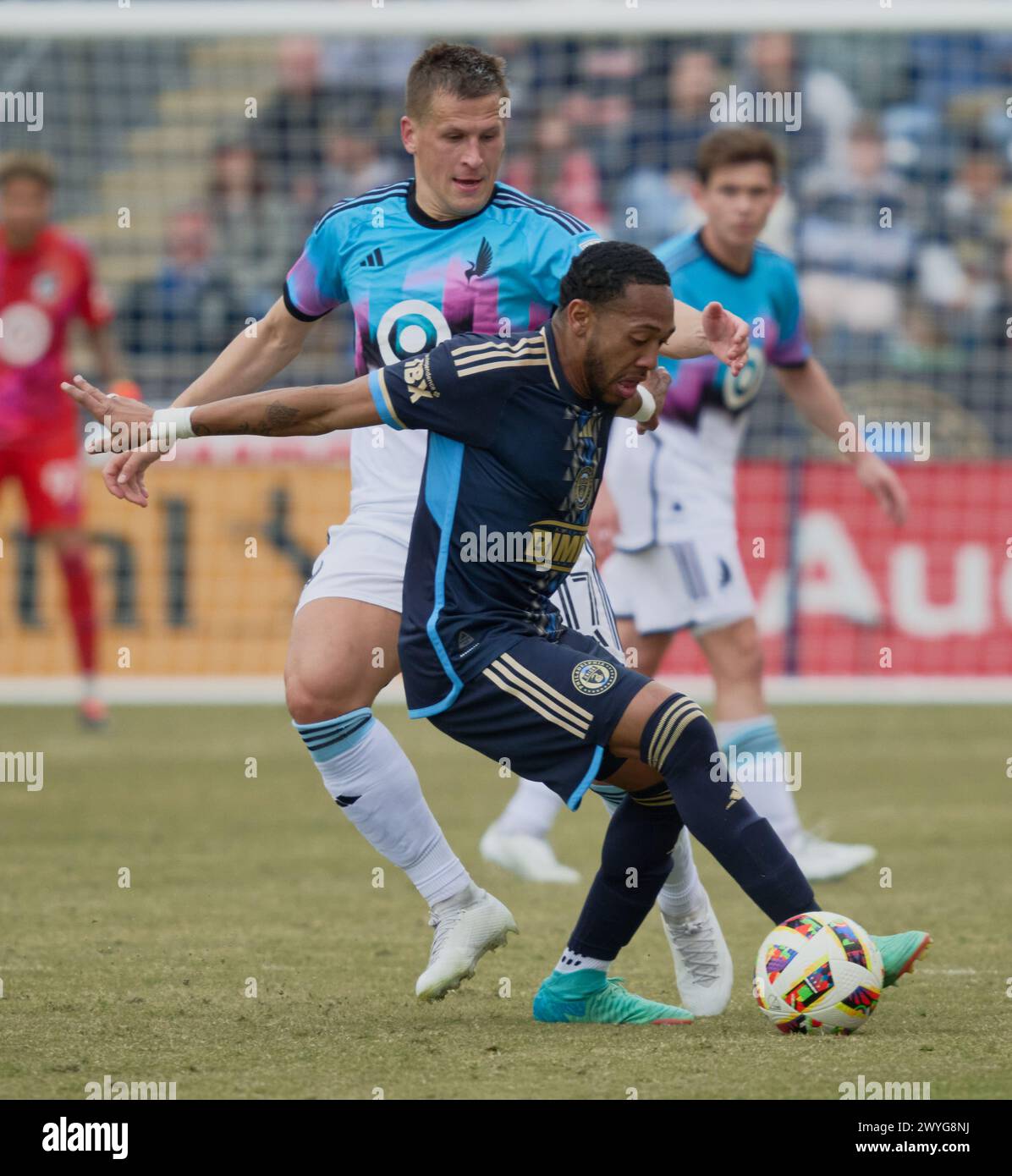 CHESTER, PA, USA - 30. MÄRZ 2024 - MLS-Spiel zwischen Philadelphia Union und Minnesota United FC im Subaru Park. Stockfoto