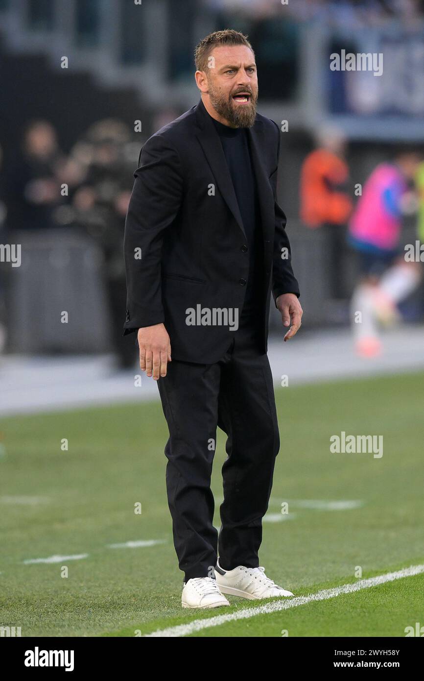 April 2024, Stadio Olimpico, Roma, Italien; Fußball der Serie A; Roma gegen Lazio; Daniele de Rossi Coach der AS Roma Stockfoto