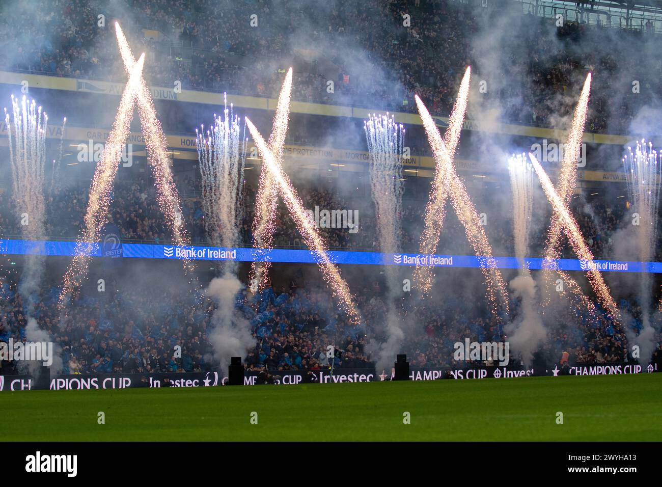 Dublin, Irland. April 2024. Eine allgemeine Ansicht des Aviva Stadions während des Investec Champions Cups, Spiel der Achtelfinale zwischen Leinster Rugby und Leicester Tigers im Aviva Stadium in Dublin, Irland am 6. April 2024 (Foto: Andrew SURMA/ Credit: SIPA US/Alamy Live News Stockfoto