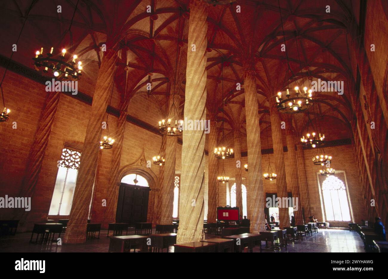 Gotische Lonja de la Seda (´Seidenbörse´, 15. Jahrhundert). Valencia. Spanien. Stockfoto