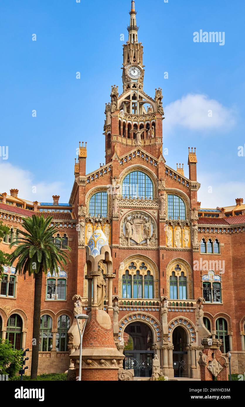 Das Sant Pau Art Nouveau, Architekt Luis Doménech y Montaner, Barcelona, Katalonien, Spanien, Europa. Stockfoto