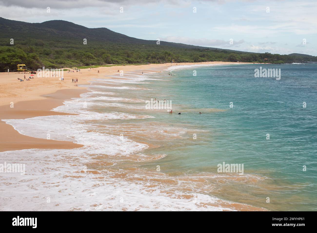 Makena Beach oder Big Beach ist ein beliebter Urlaubsort zum Schwimmen und Sonnenbaden auf der Insel Maui, Hawaii Stockfoto