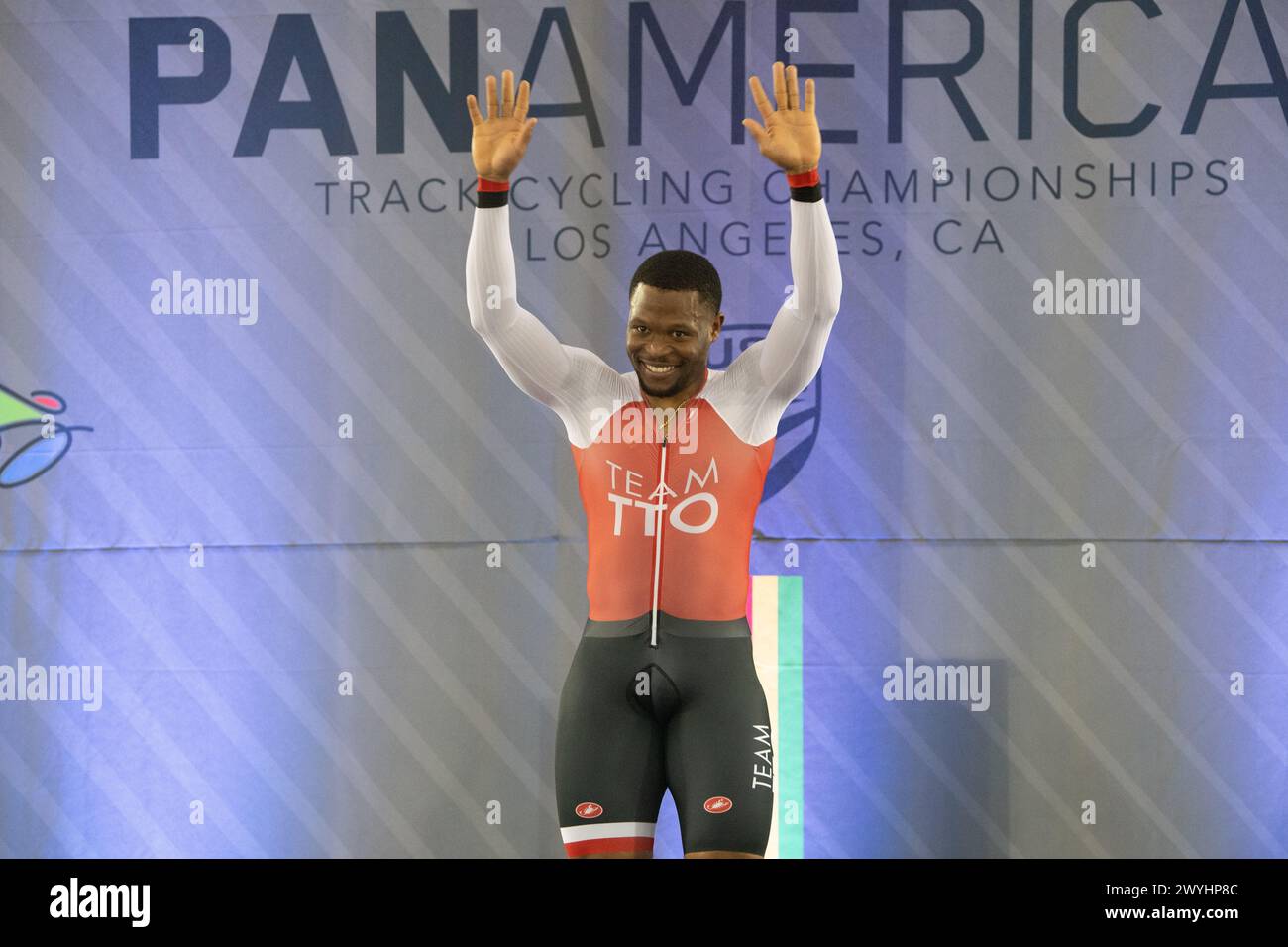 Los Angeles, Kalifornien, USA. April 2024. Nicholas Paul aus Trinidad und Tobago, Sieger und Goldmedaillengewinner im Männer-Sprint. Quelle: Casey B. Gibson/Alamy Live News Stockfoto