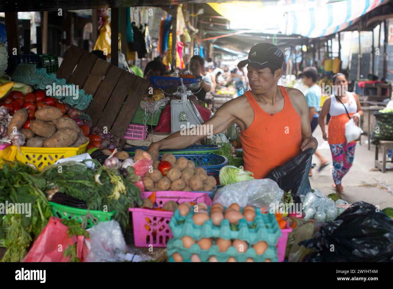 Szenen vom Belen Markt in der Amazonas-Dschungelstadt Iquitos, wo der Rio Itaya auf den Rio Amazonas trifft Stockfoto