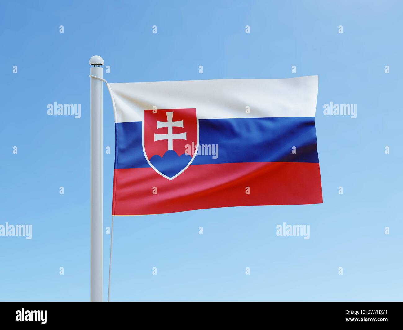 Flagge der Slowakei die aktuelle Form der Nationalflagge der Slowakischen Republik Stockfoto