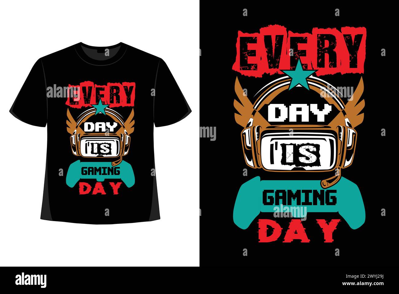 Trendy Gamer T-Shirt Design Gaming Bekleidung T-Shirt, T-Shirt Design, T-Shirt Kunst, T-Shirt Illustration, T-Shirt Vektor, T-Shirt Bundle, T-Shirt SVG, Stock Vektor