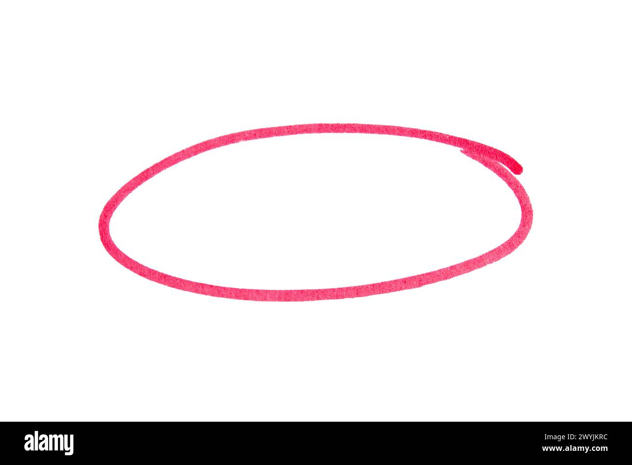 Runde Doodle mit rotem Marker auf weißem Hintergrund Stockfoto