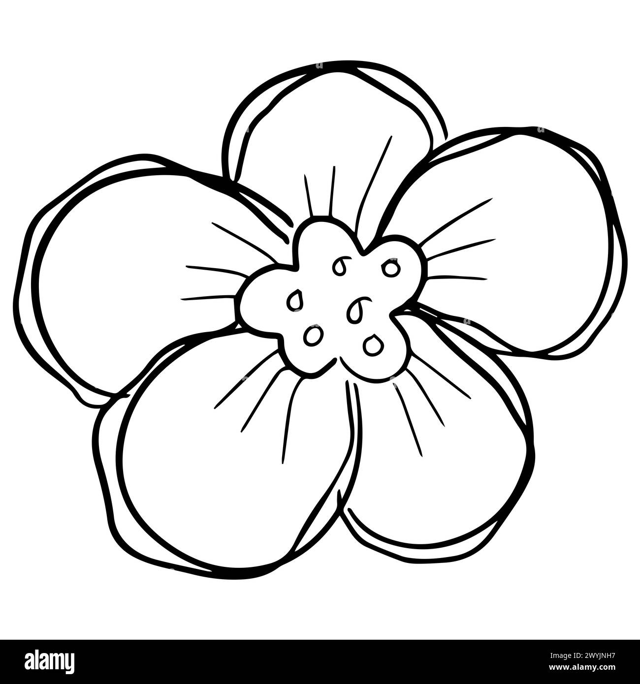 Logo handgezeichnet Umriss Squiggle Design einer Wildblumenblume Ikone Stockfoto