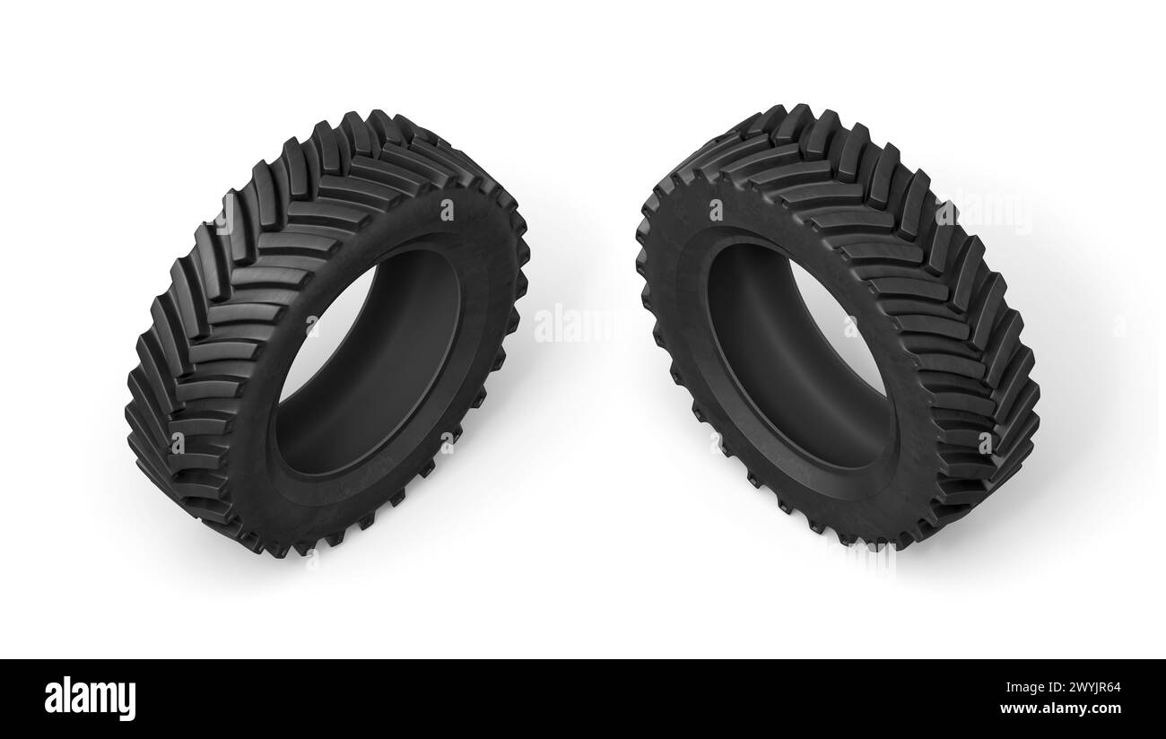 Paar große schwarze Industriereifen Stockfoto