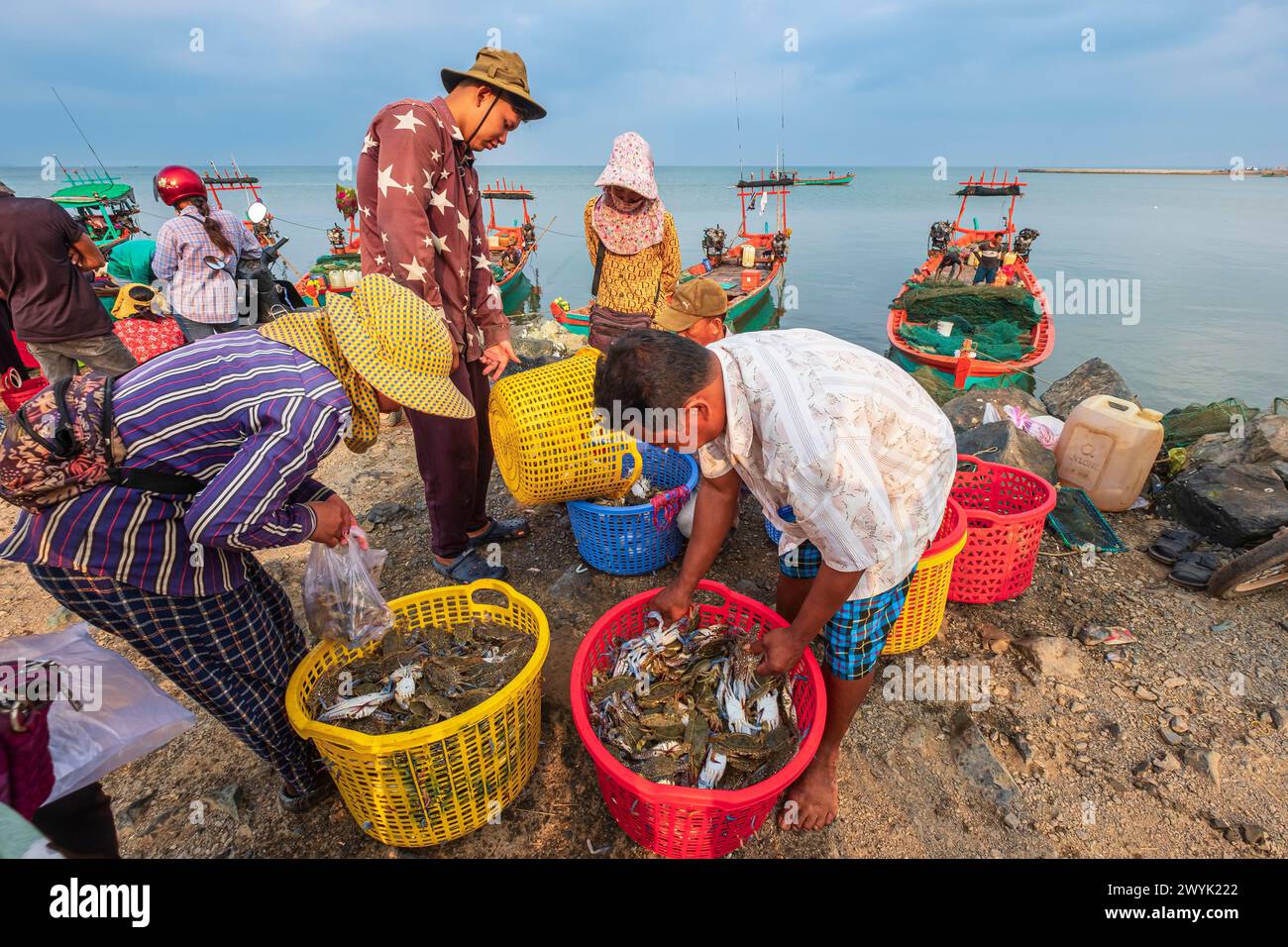 Kambodscha, Provinz Kep, Kep Searesort, der Krabbenmarkt Stockfoto