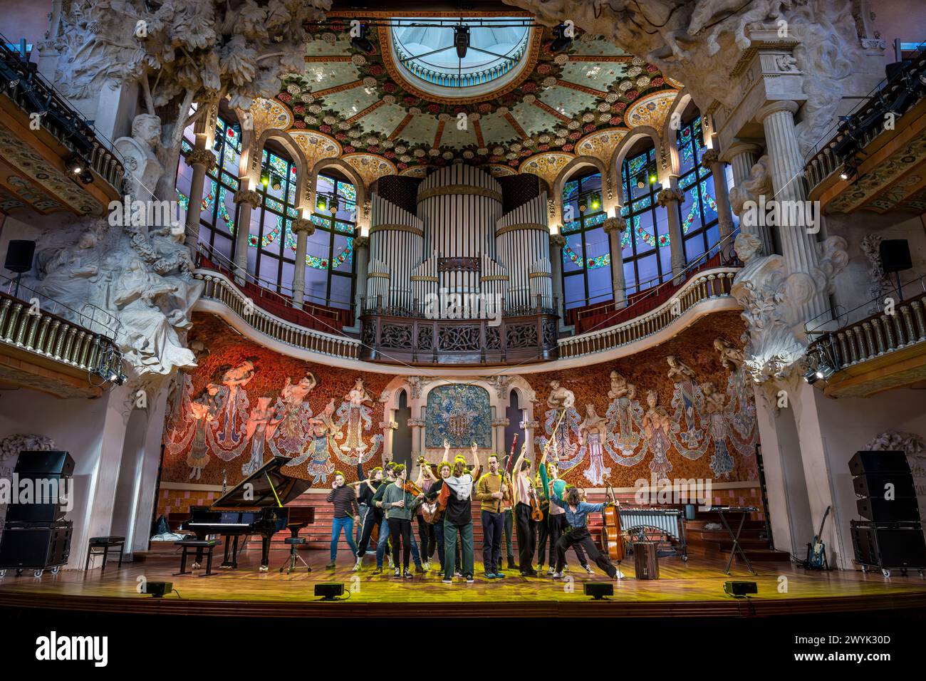 Spanien, Katalonien, Barcelona, Palau de la Musica Catalana (Katalanischer Musikpalast), Konzertsaal entworfen vom Architekten der katalanischen Moderne Lluis Domènech i Montaner, UNESCO-Weltkulturerbe Stockfoto