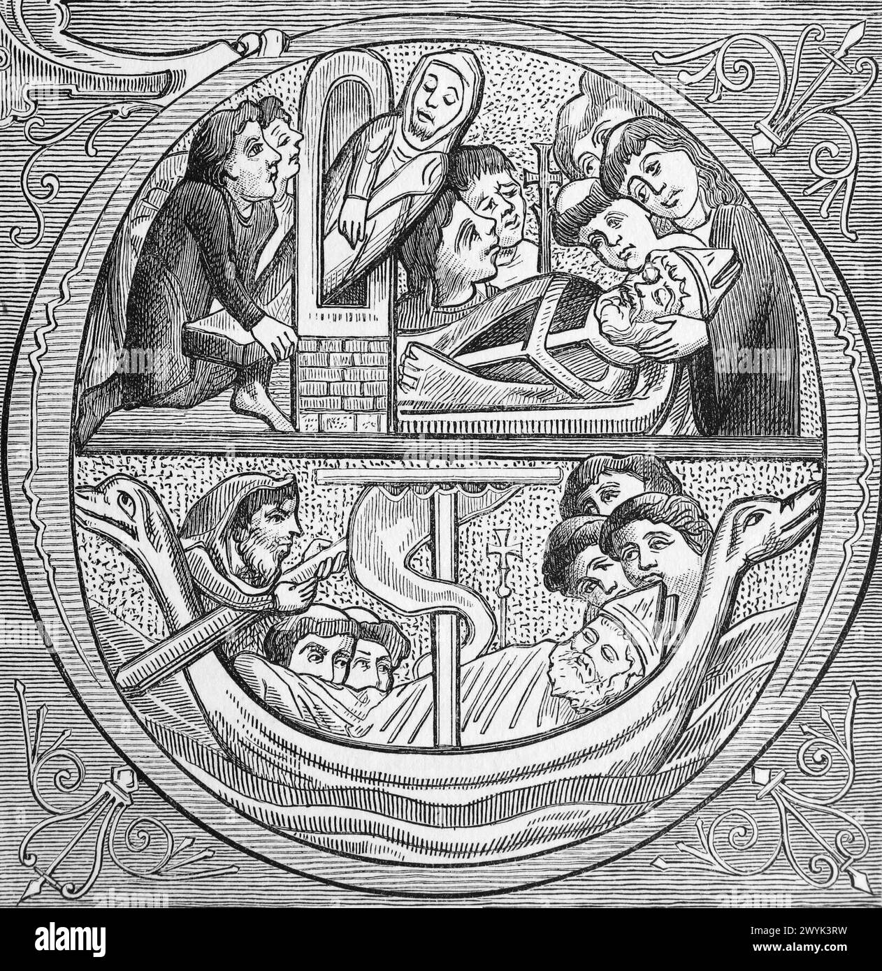 The People of Tours Tragen der Leiche des Heiligen Martin: Stich aus dem Leben der Heiligen (November Teil 1) von Reverend Sabin Baring-Gould, veröffentlicht 1898 Stockfoto