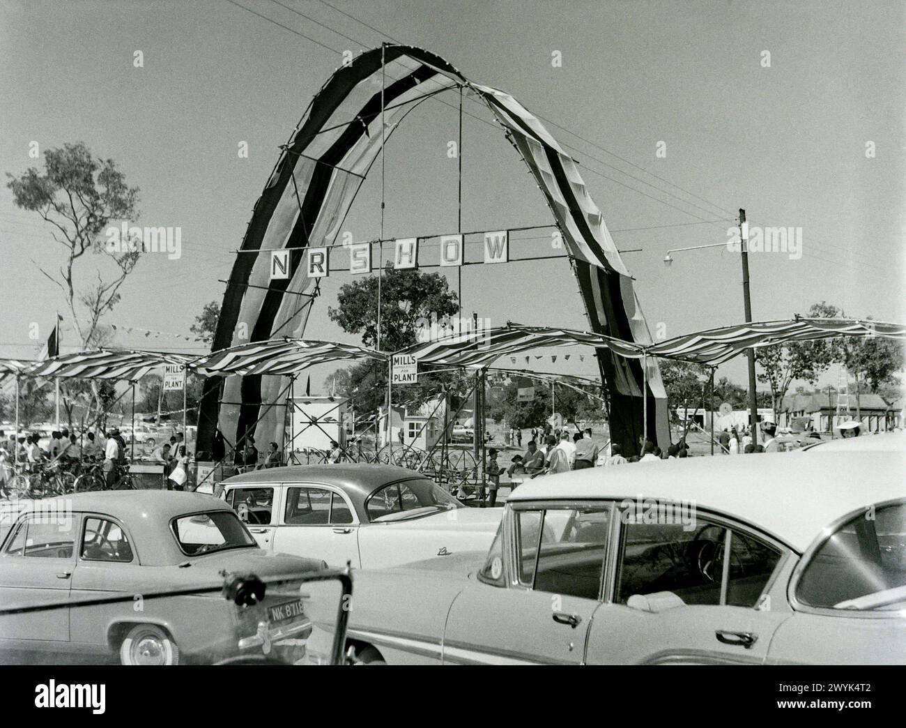 Eintritt zur Northern Rhodesia Show 1956 oder 1957 (erste Ausstellung war 1956) später zur Sambia International Trade Fair. Ndola, Nordrhodesien (heute Sambia) Afrika Stockfoto
