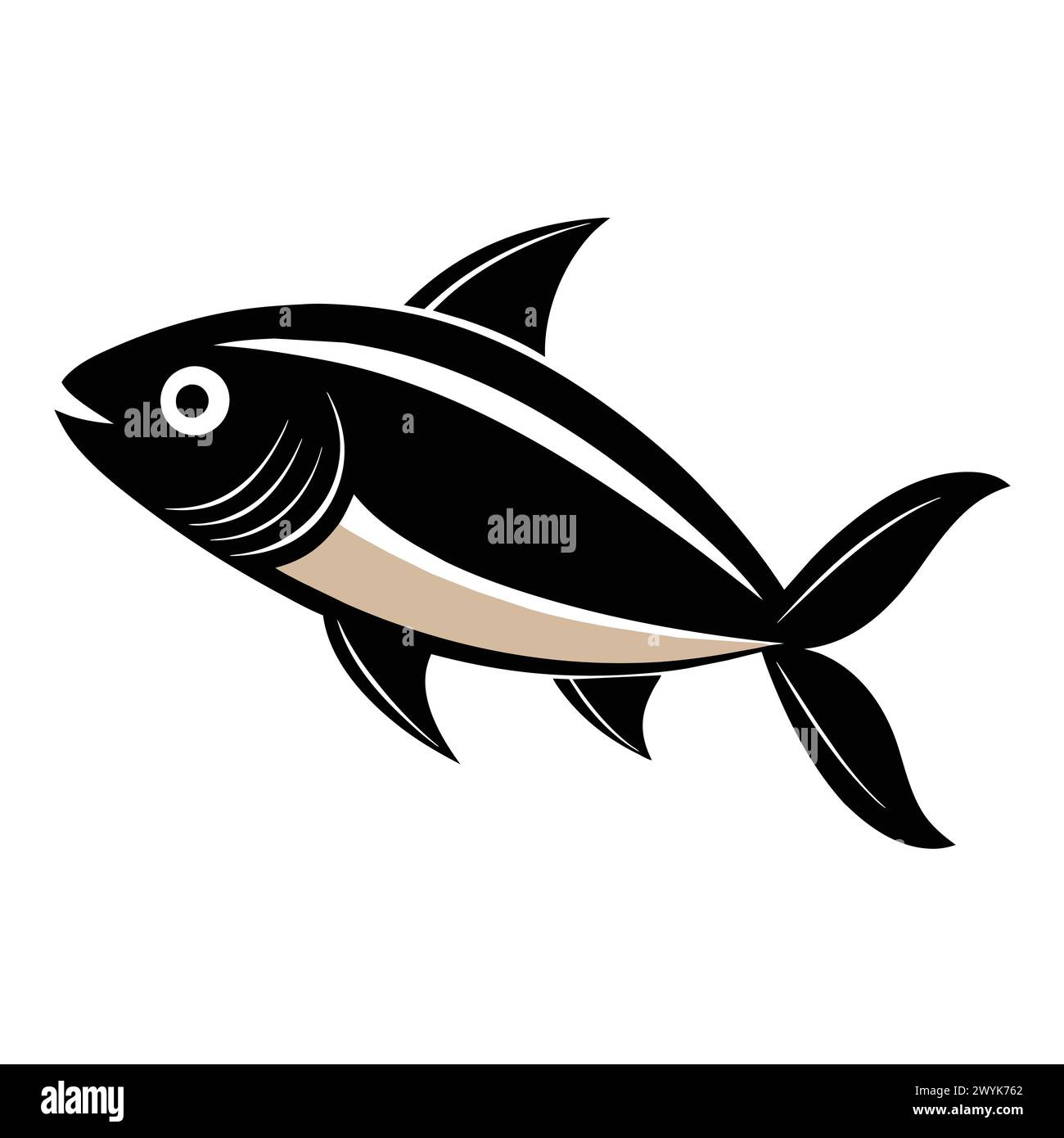 Vektor von Fisch, Meeresfrüchte auf weißem Hintergrund Stock Vektor