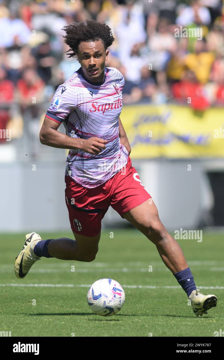 Frosinone, Italien, 07. April 2024 Joshua Zirkzee von Bologna FC in Aktion während des Spiels der Serie A zwischen Frosinone Calcio und Bologna FC Credit: Agostino Gemito/ Alamy Live News Stockfoto