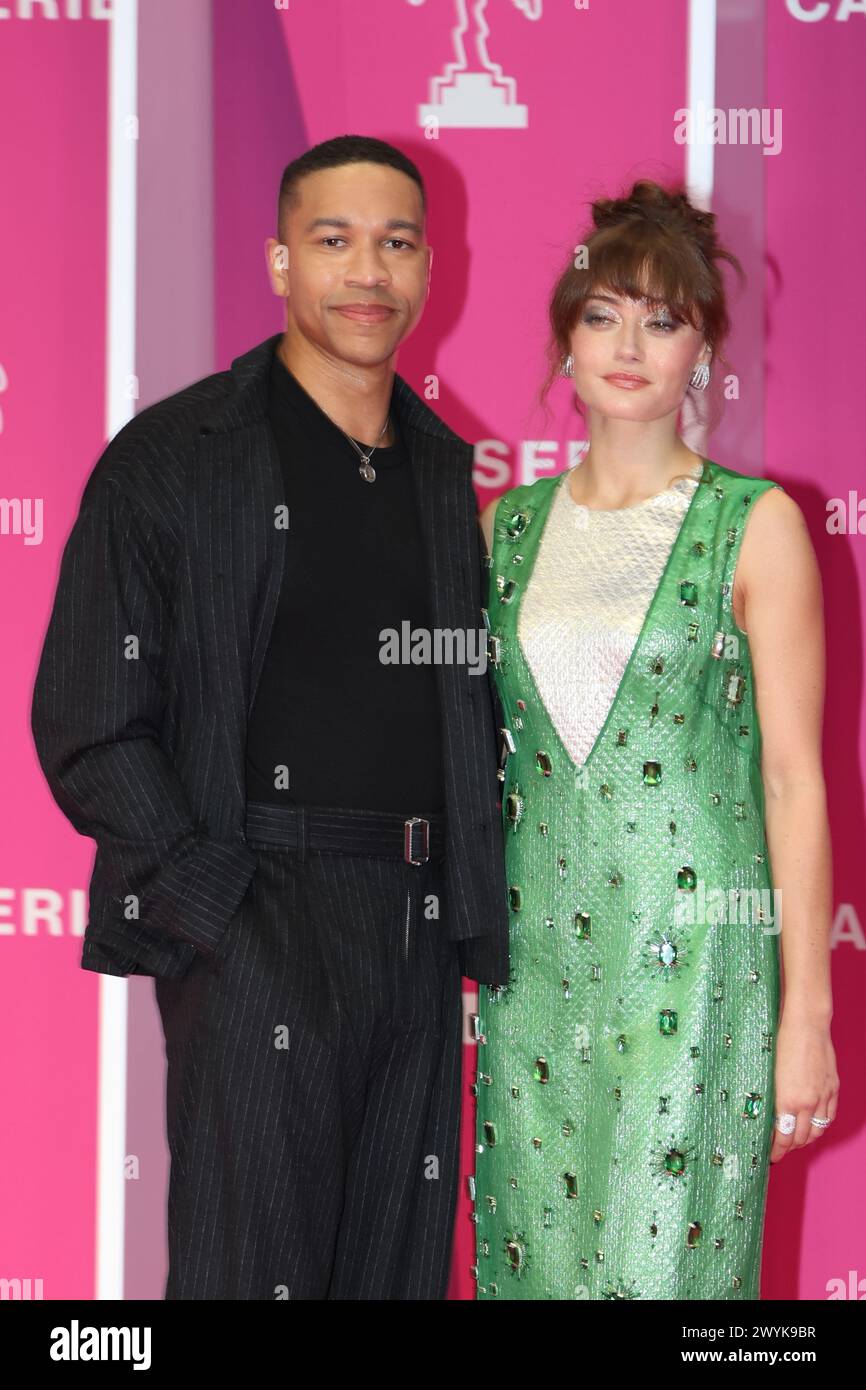 Cannes, Frankreich. April 2024. CANNES, Frankreich 6. APRIL: Ella Purnell und Aaron Moten nehmen am zweiten Tag des 7. Canneseries International Festivals am 6. April 2024 in Cannes Teil. Bild und Copyright Thierry CARPICO/ATP Images (CARPICO Thierry/ATP/SPP) Credit: SPP Sport Press Photo. /Alamy Live News Stockfoto