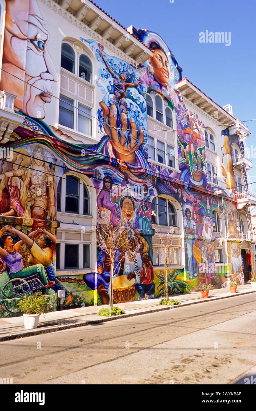 San Francisco, Kalifornien - Wandbild, Frauen Bau, Mission District. Stockfoto