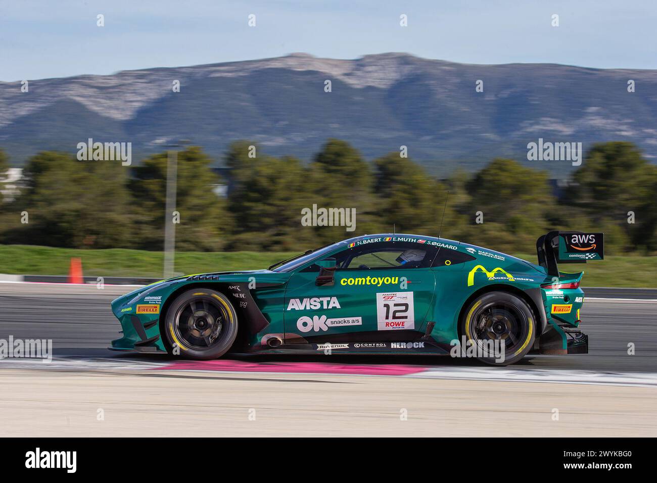 Le Castellet, Frankreich. April 2024. Le CASTELLET, Circuit Paul Ricard, Frankreich, 4-stündiges Langstreckenrennen im Rahmen des GT World Challenge Endurance Cup, der am 06 stattfand. APRIL 2024; # 12 Nicolas Baert, Sebastian Ogaard, Finlay HUTCHISON, Team Comtoyou Racing, Aston Martin Vantage GT3 EVO. Das Team Comtoyou Racing Rennen im Fanatec GT World Challenge Endurance Cup, gebührenpflichtiges Bild, Foto Copyright © Geert FRANQUET/ATP Images (FRANQUET Geert /ATP/SPP) Credit: SPP Sport Pressefoto. /Alamy Live News Stockfoto