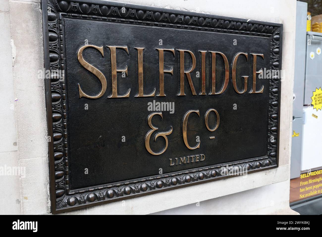 Selfridge & Co Store Schild in Oxford Street, London Stockfoto