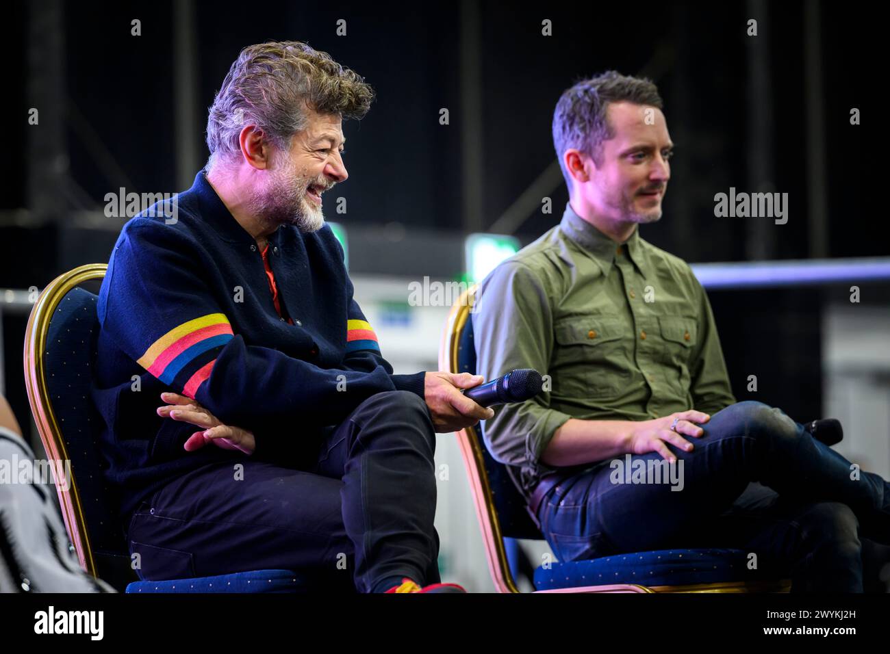 ComicCon 2023, Highland Centre, Schottland, Interview mit Andy Serkis und Elijah Wood Stockfoto