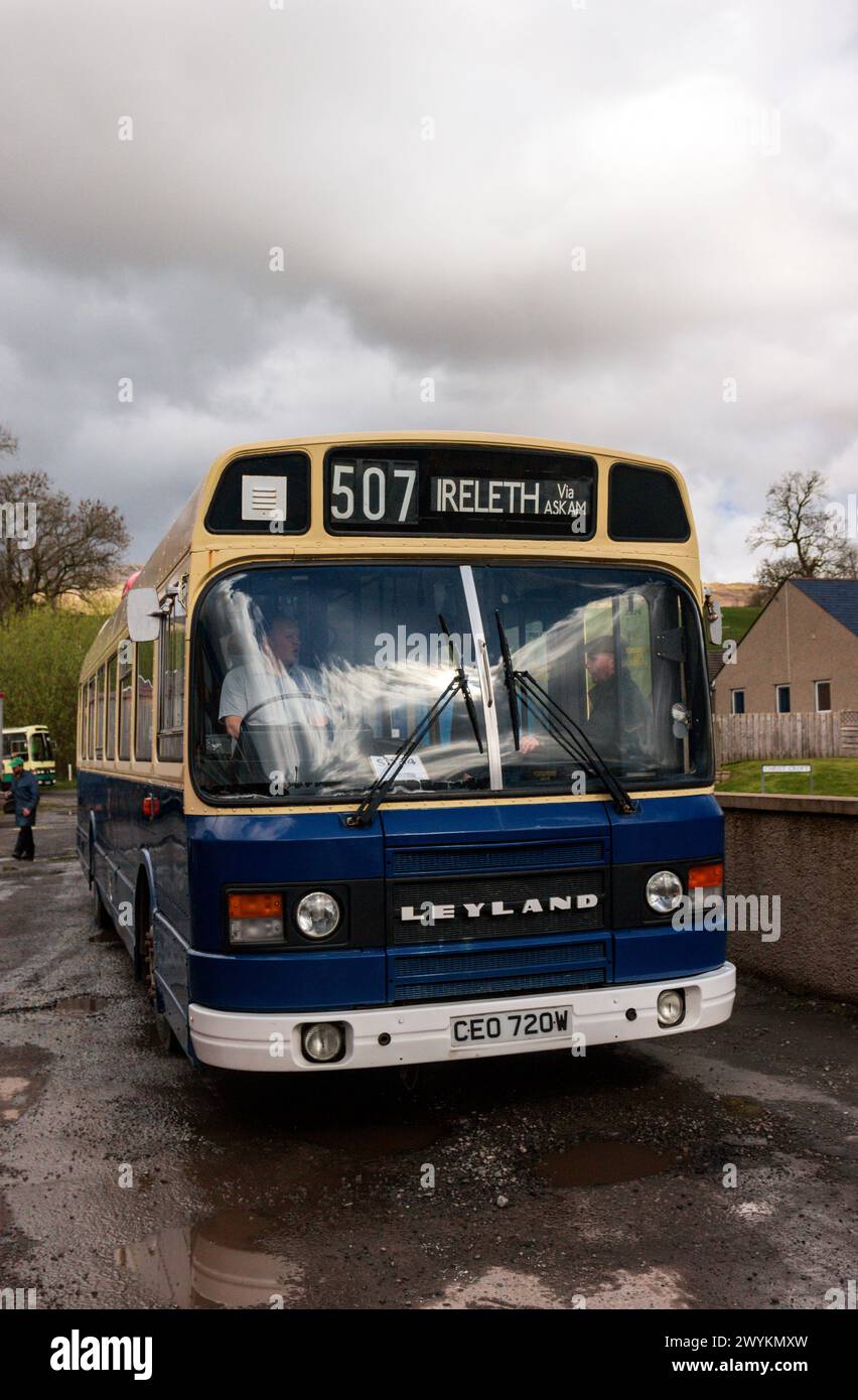 Leyland National in Brough. Cumbria Oster Rallye 2024. Stockfoto