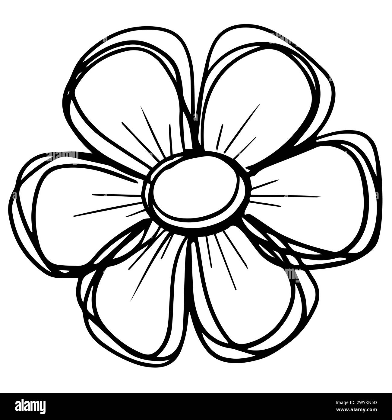 Logo handgezeichnet Umriss Squiggle Design einer Wildblumenblume Ikone Stockfoto