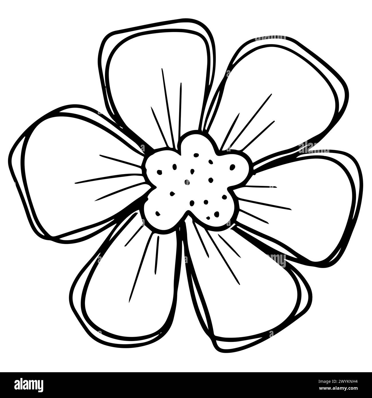 Logo handgezeichnet Umriss Squiggle Design einer Wildblumenblume Ikone Stockfoto