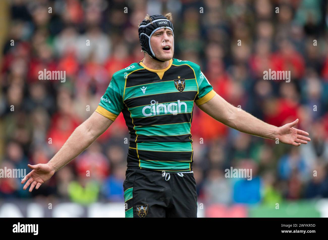 Während des Investec Champions Cup, das Achtelfinale zwischen Northampton Saints und Munster Rugby am 7. April 2024 im Cinch Stadium @ Franklin's Gardens in Northampton, England, Großbritannien (Foto: Andrew SURMA/ Credit: SIPA USA/Alamy Live News) Stockfoto