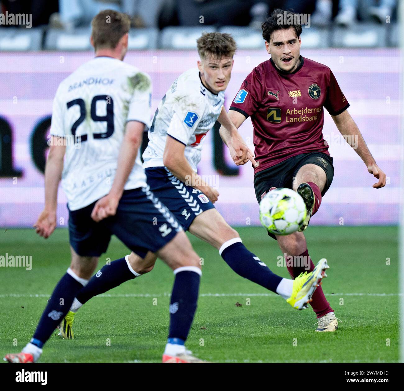 FC Midtjylland Aral Simsir im 3F Superliga-Spiel zwischen AGF und FC Midtjylland im Ceres Park in Aarhus, Sonntag, 7. März 2024. (Foto: Henning Bagger/Ritzau Scanpix) Stockfoto