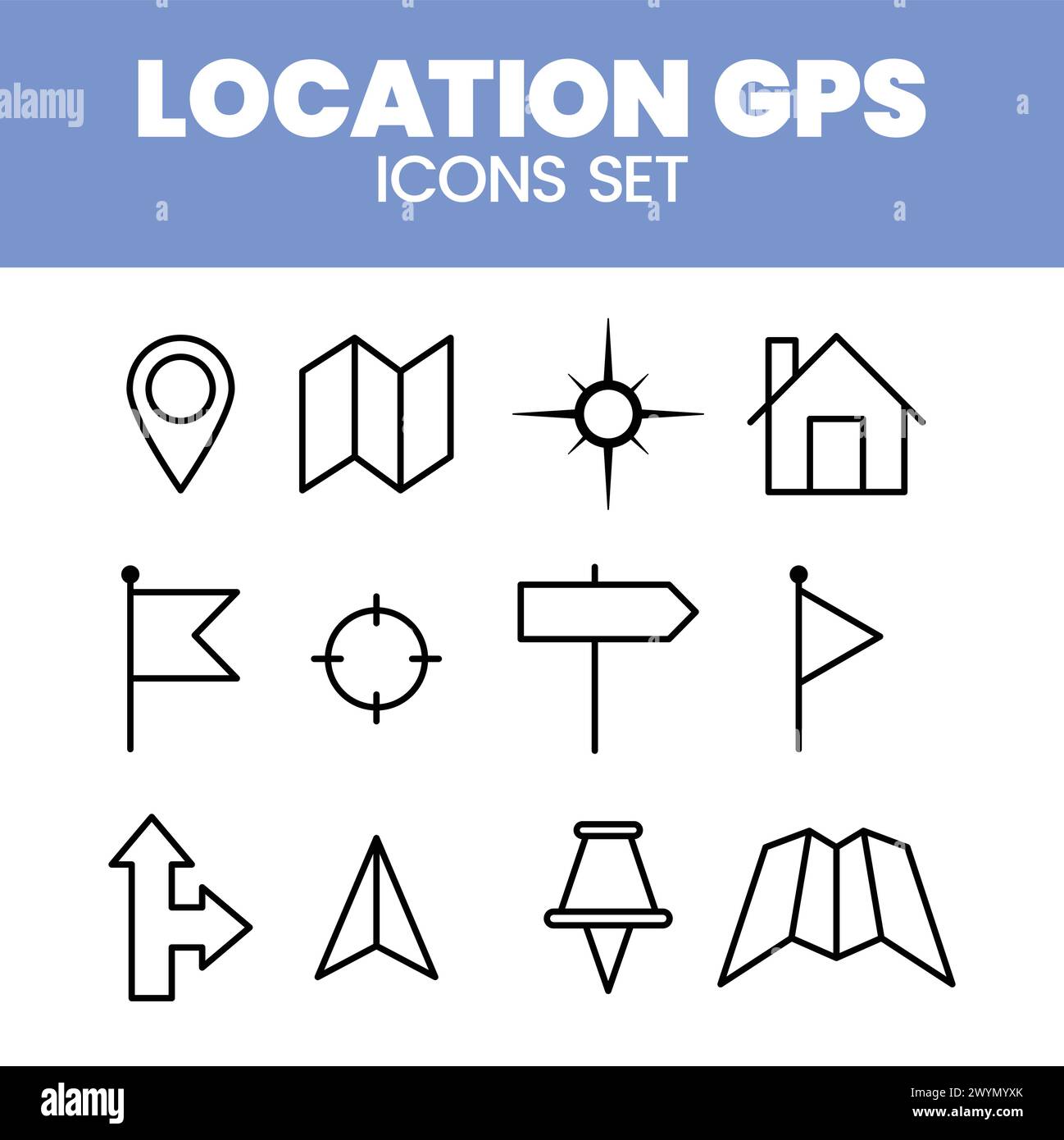 Position Navigation Symbol Einstellungen Vektorillustration GPS Karte Symbol setzt Vektor Markierung Position Pin GPS Karte Symbole Vektor Stock Vektor