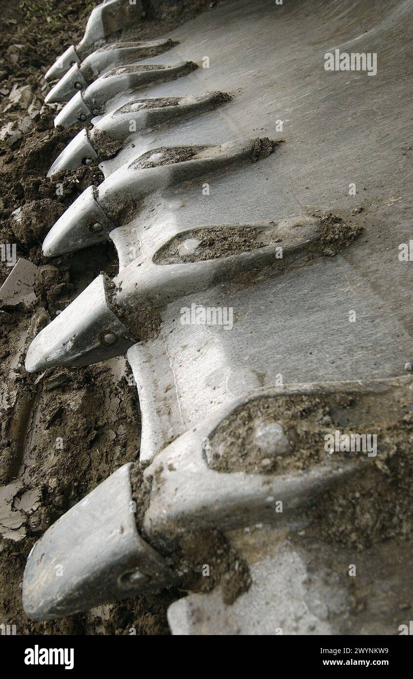 Detailansicht des Baggers. Stockfoto