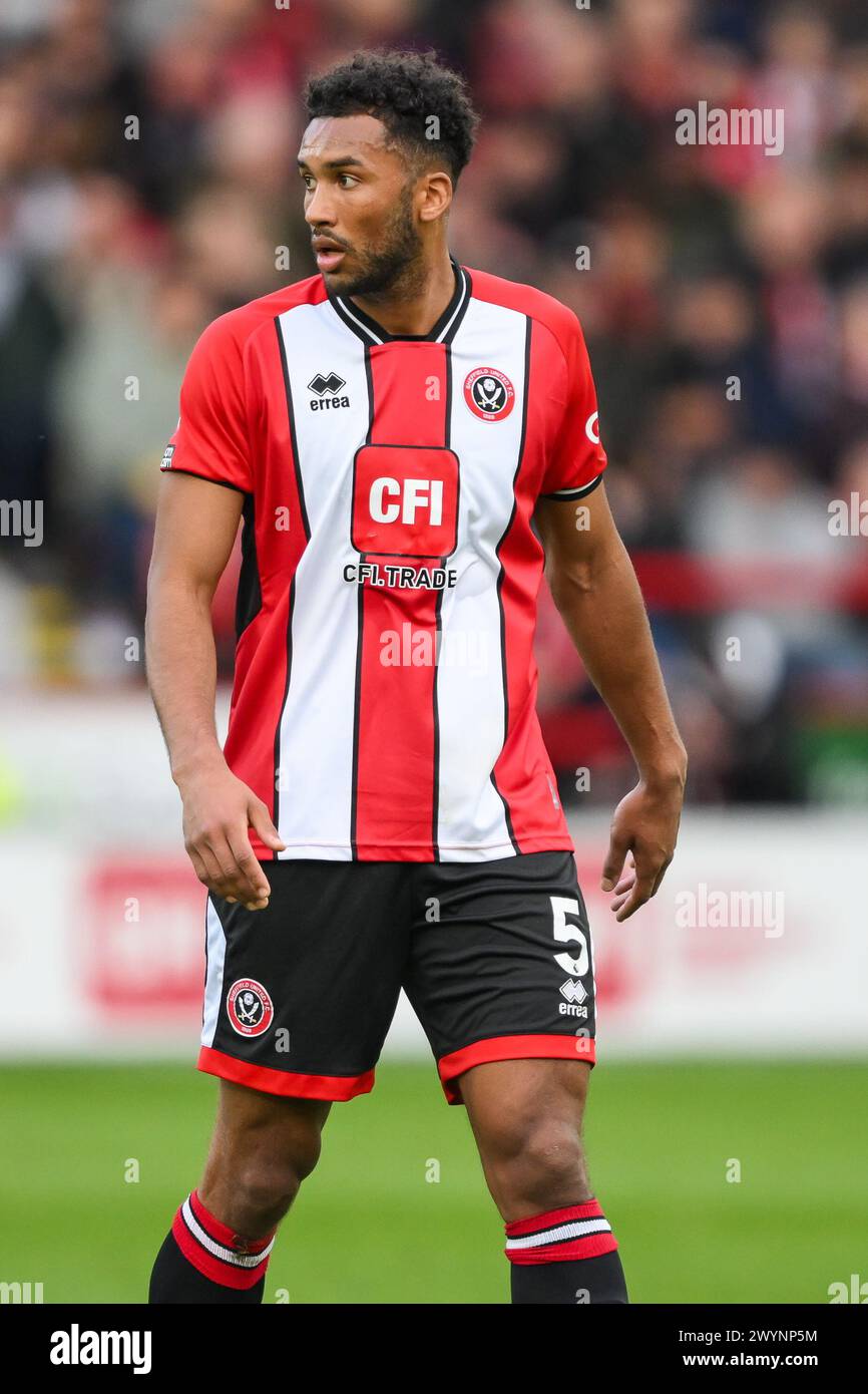 Auston Trusty of Sheffield United während des Premier League-Spiels Sheffield United gegen Chelsea in der Bramall Lane, Sheffield, United Kingdom, 7. April 2024 (Foto: Craig Thomas/News Images) in, am 2024. (Foto: Craig Thomas/News Images/SIPA USA) Credit: SIPA USA/Alamy Live News Stockfoto