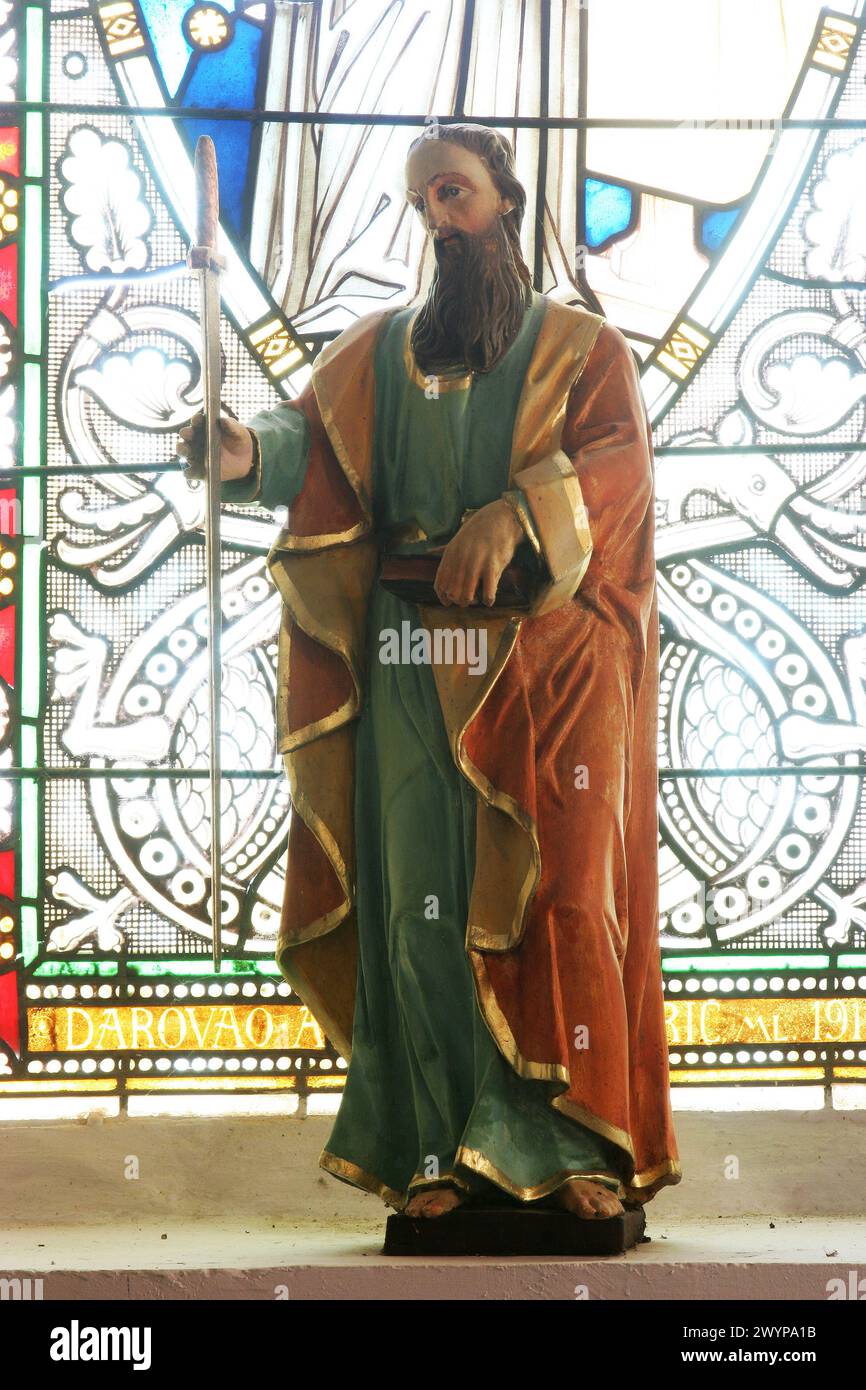 St. Paul, Statue in der Pfarrkirche der Unbefleckten Empfängnis in Mace, Kroatien Stockfoto