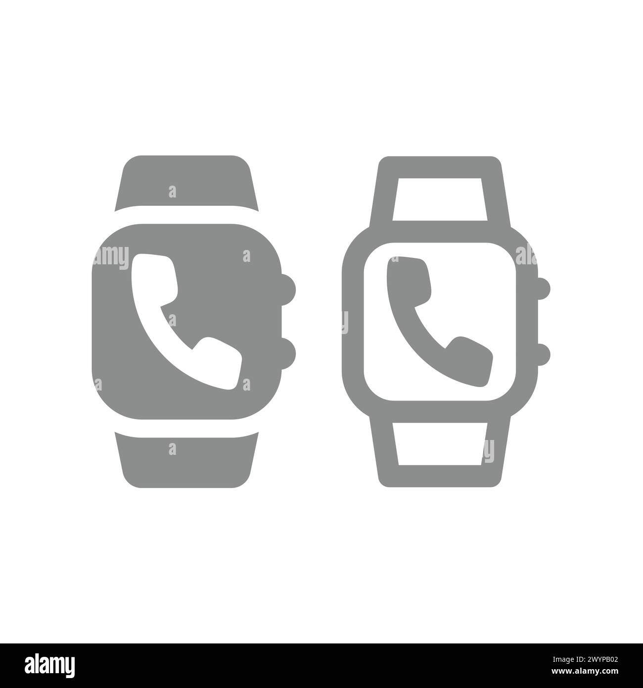 Smartwatch und Telefonvektorsymbol. Symbol für intelligente Armbanduhr. Stock Vektor