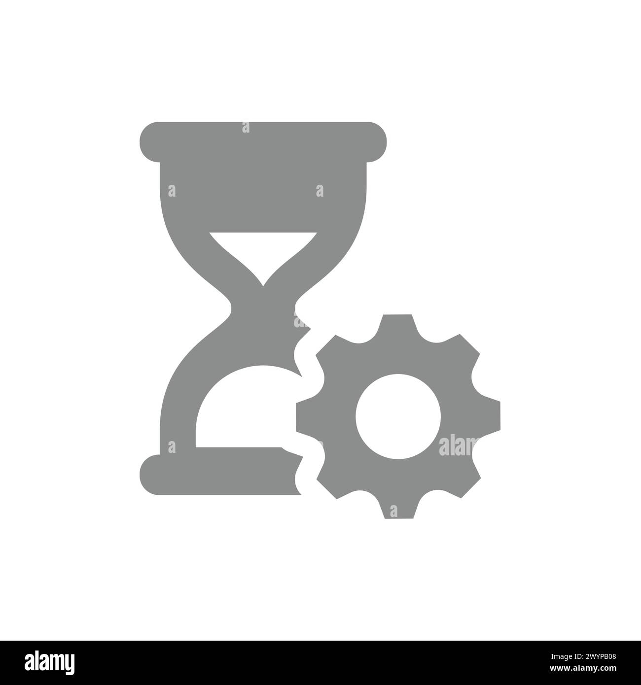 Symbol für Zeitmanagement und Optimierung. Sanduhr und Zahnradsymbol. Stock Vektor