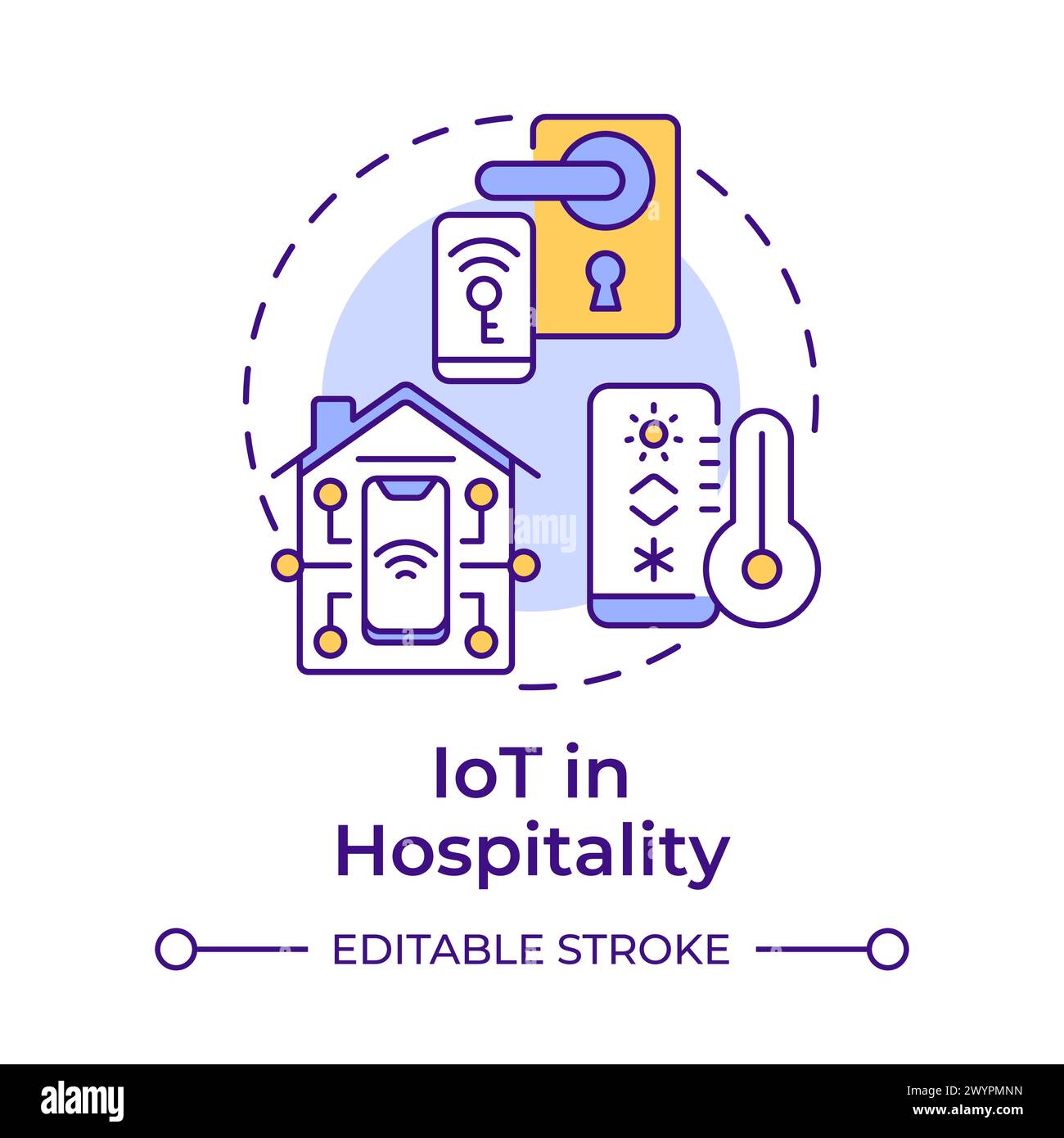 IoT in der Gastfreundschaft Multi-Color-Konzept Symbol Stock Vektor