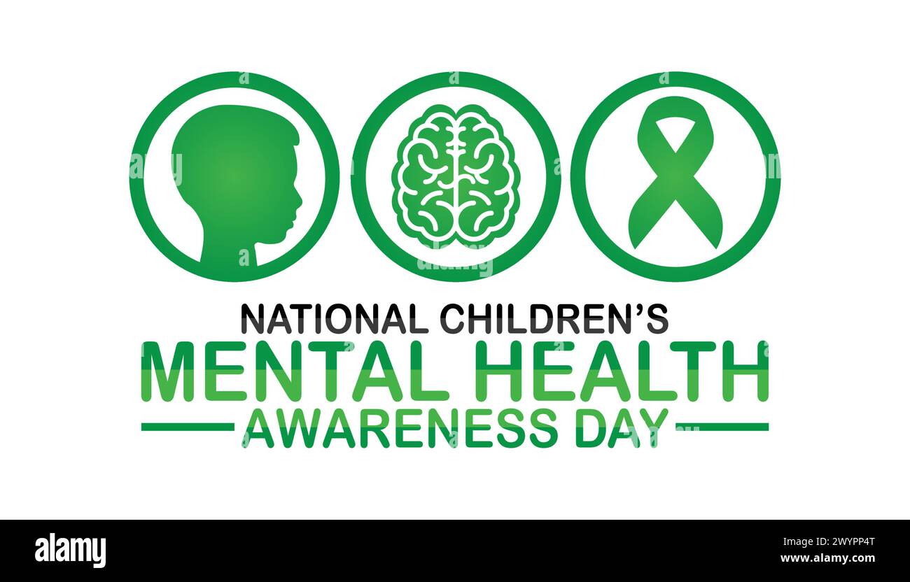 Hintergrund des nationalen Tages für geistige Gesundheit der Kinder mit Typografie. National Children's Mental Health Awareness Day, Hintergrund Stock Vektor