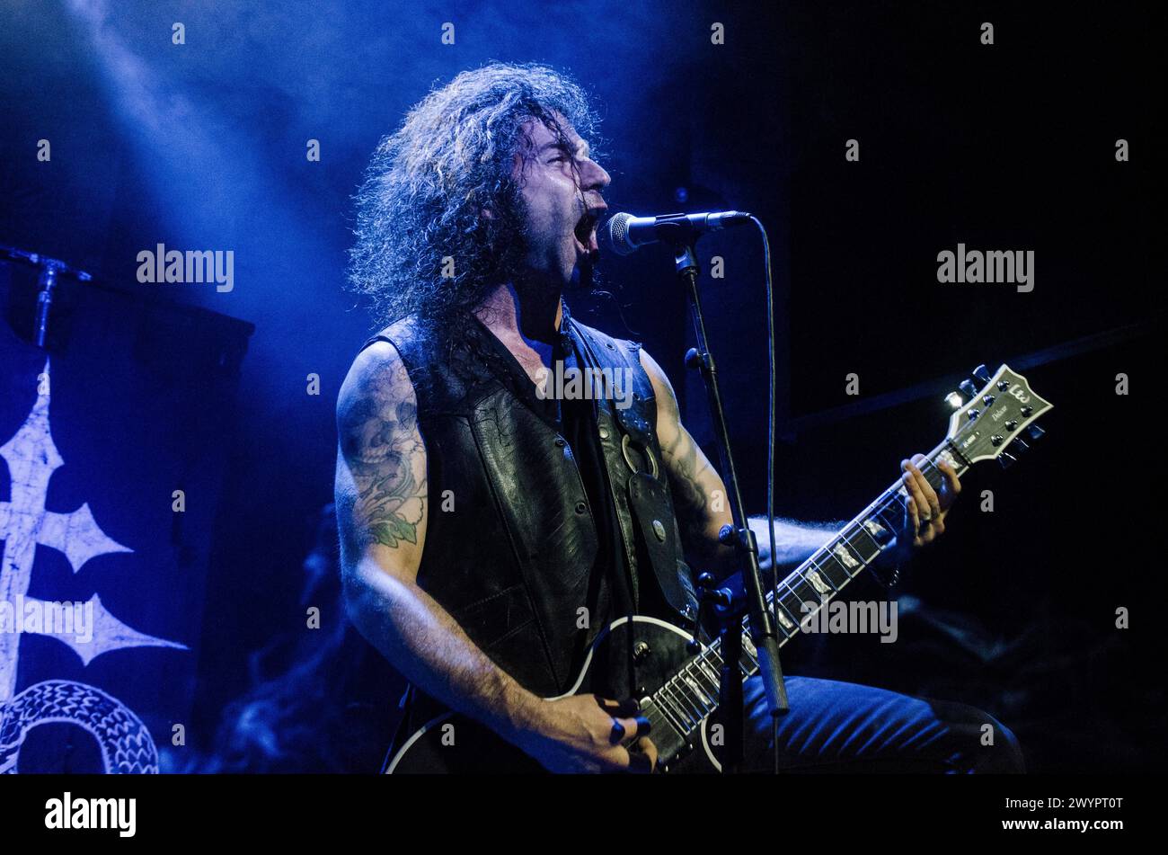 George Emmanuel von Lucifer's Child spielt im Floyd Live Music Venue, Athen/Griechenland, April 2024 Stockfoto