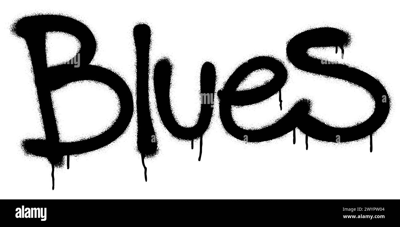 Graffiti-WORTBLAU über weiß sprühen. Musikalisches Genrekonzept. Stock Vektor