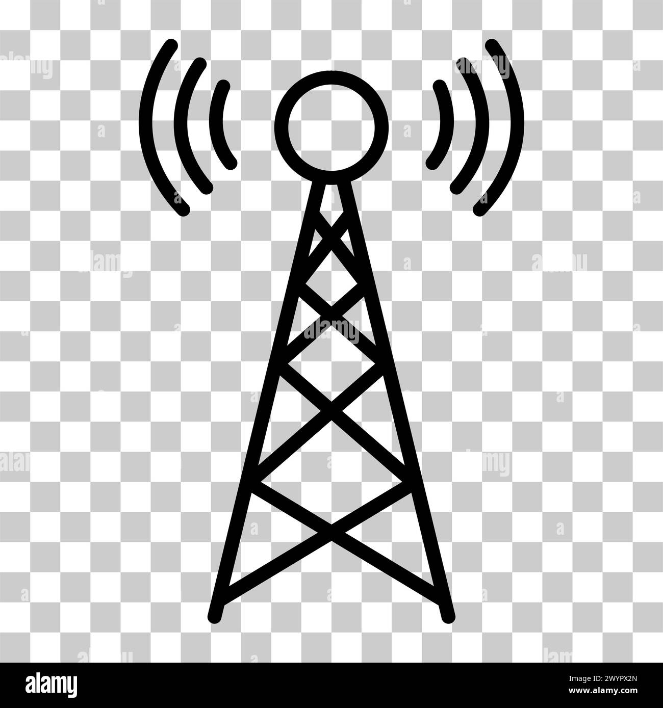 Signalturm-Symbol, Wireless-Technologie-Netzwerkschild, Vektordarstellung des Antennenwellenfunks. Stock Vektor