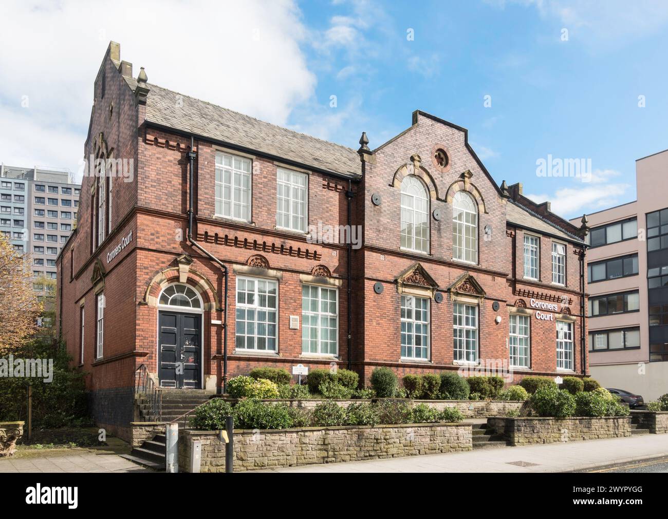 Stockport Coroner's Court Building, früher eine Kinderschule, England, Großbritannien Stockfoto