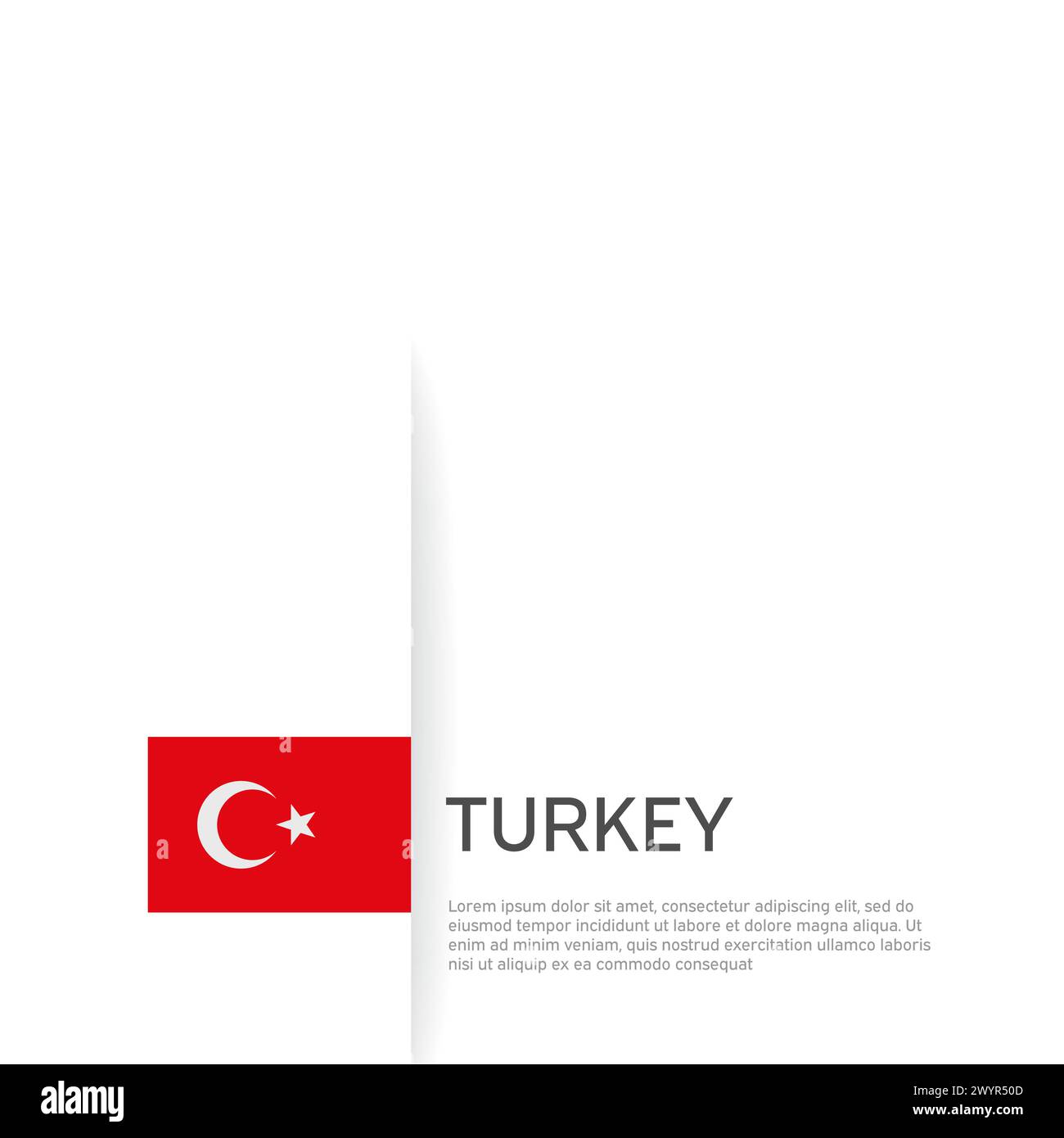 Hintergrund der Türkei-Flagge. Staatliches patriotisches türkisches Banner, Cover. Dokumentvorlage, truthahnflagge auf weißem Hintergrund. Nationales Poster. Geschäftsbroschüre Stock Vektor